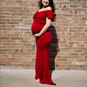 Red Maternity Photoshoot Dress